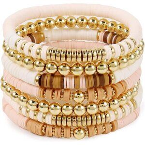 11 designs Heishi Beaded Bracelets For Women Polymer Clay Colorful Surfer